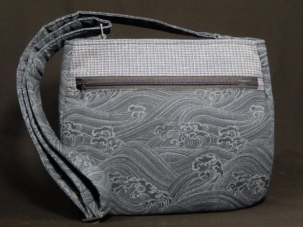 Gray Colored Purse with Wave and Cloud Patterns