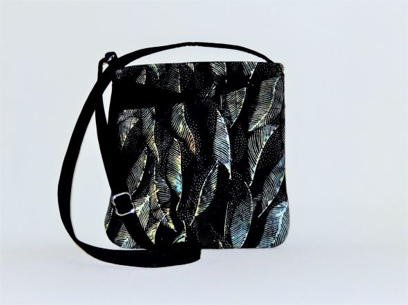 Black Purse with Feathers Across